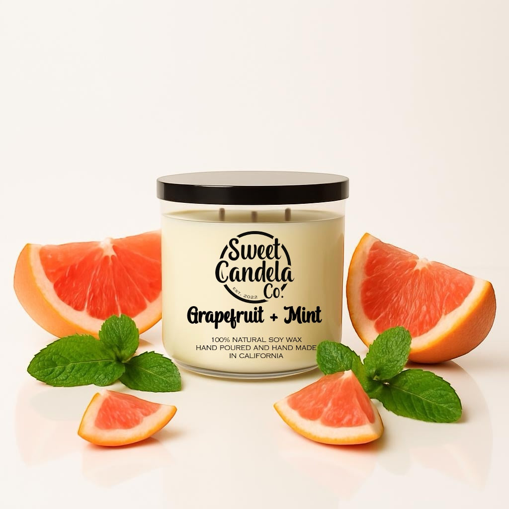 Grapefruit + Mint 3 Wick Soy Wax Candle