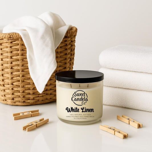 White Linen 3 Wick Soy Wax Candle