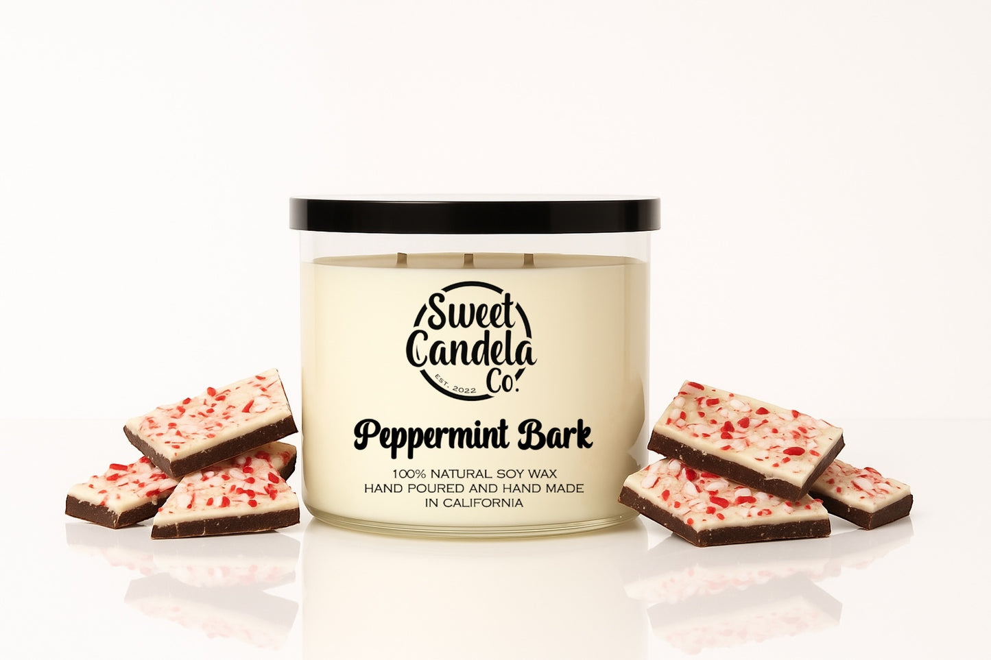 Peppermint Bark 3 Wick Soy Wax Candle