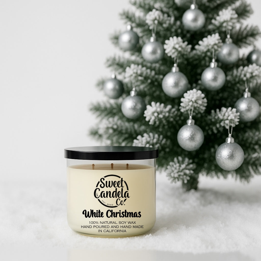 White Christmas 3 Wick Soy Wax Candle