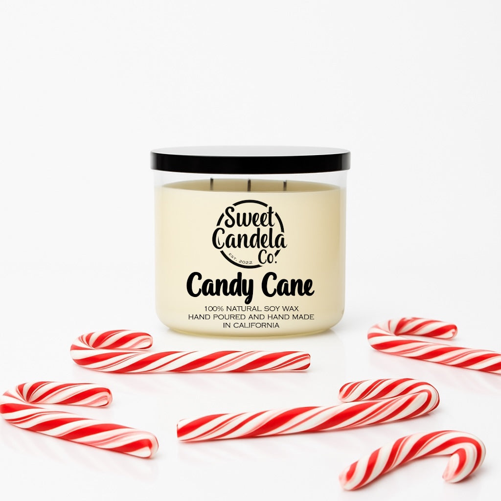 Candy Cane 3 Wick Soy Wax Candle