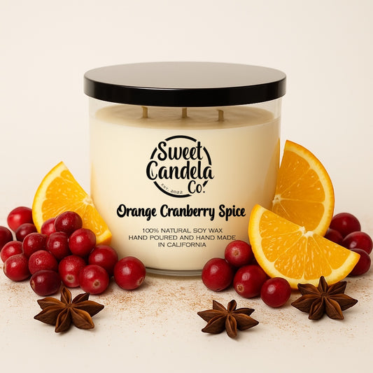 Orange Cranberry Spice 3 Wick Soy Wax Candle